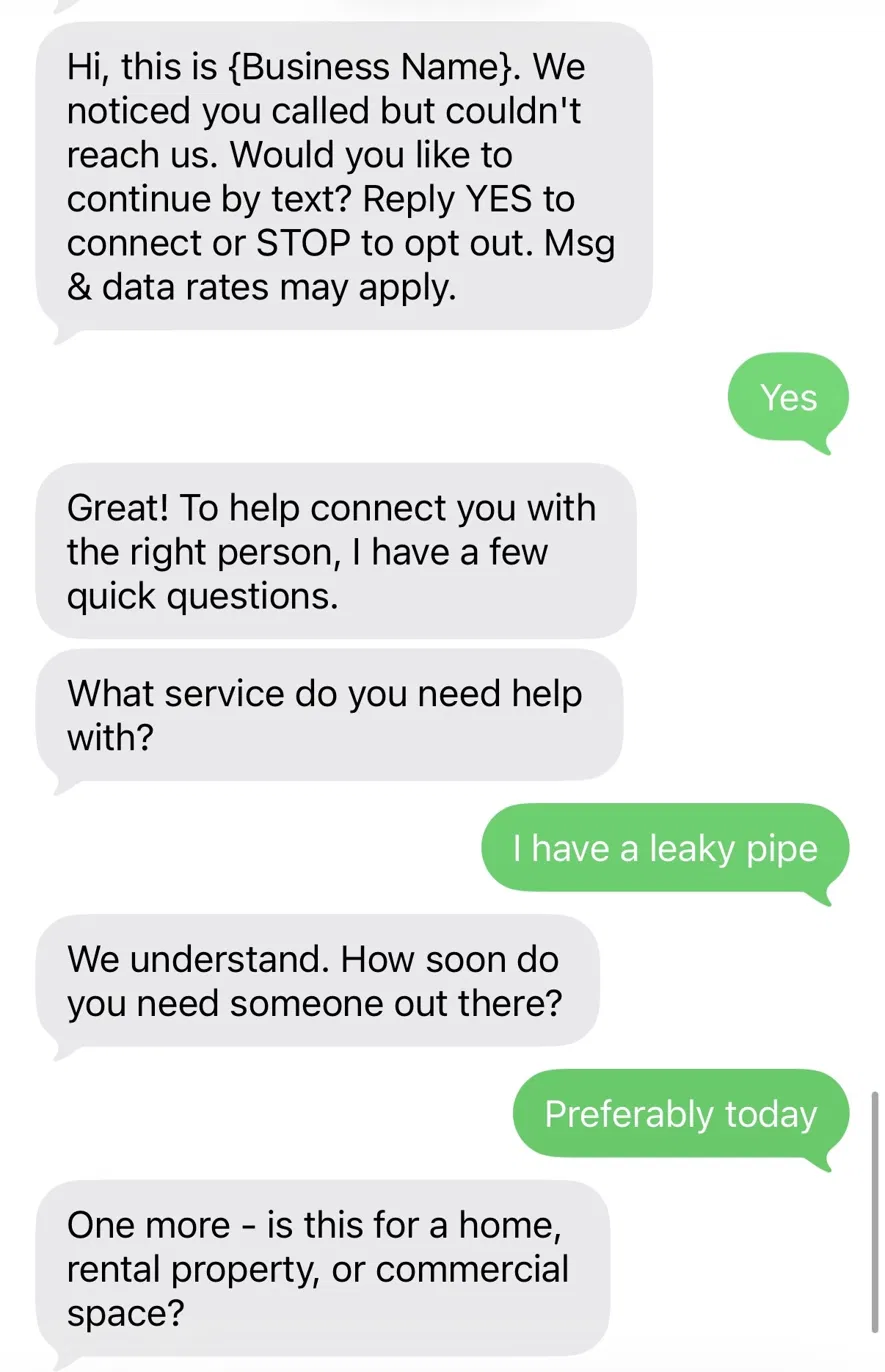 Screenshot of the full AI qualifying question conversation